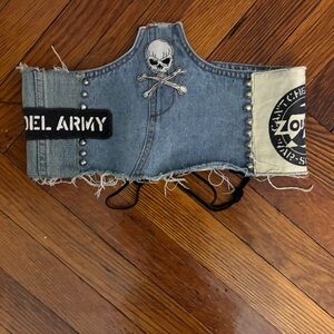 Denim Skull Patch Vest